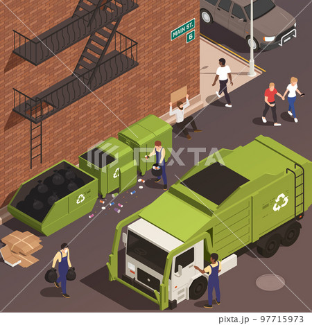 Garbage Removal Isometric Background Garbage Removal Isometric Background 97715973