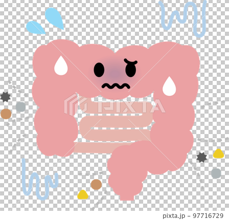 リーキーガット症候群の腸のキャラクター 97716729