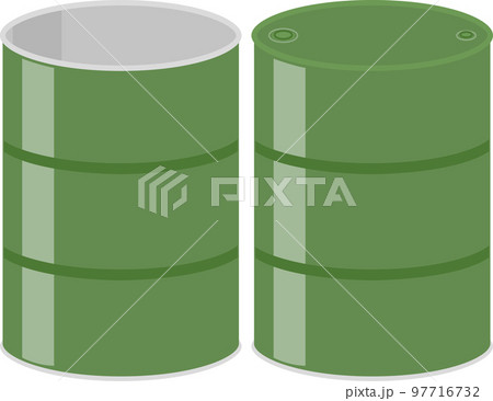 口栓付きドラム缶と天板が開いたドラム缶 口栓付きドラム缶と天板が開いたドラム缶 97716732