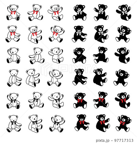 シンプルで可愛いクマのベクター素材, 97717313