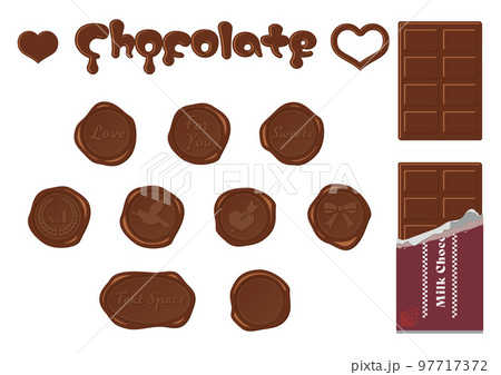 チョコレートのパーツ 板チョコ、シーリングスタンプのイラスト素材 [97717372] - PIXTA