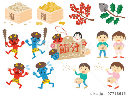 節分のイラストのセット 節分のイラストのセット 97718616