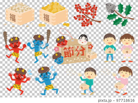 節分のイラストのセット 節分のイラストのセット 97718616
