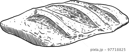 Sourdough Bread Whole Wheat Hand Drawn Line Art...のイラスト素材 [97718825 ...