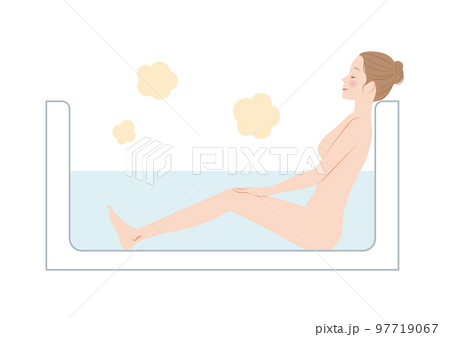 半身浴をする女性 半身浴をする女性 97719067