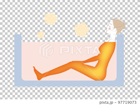 A woman who warms her whole body by bathing 97719073