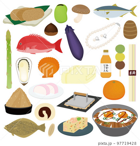 愛媛県の特産品のイラストセット 97719428