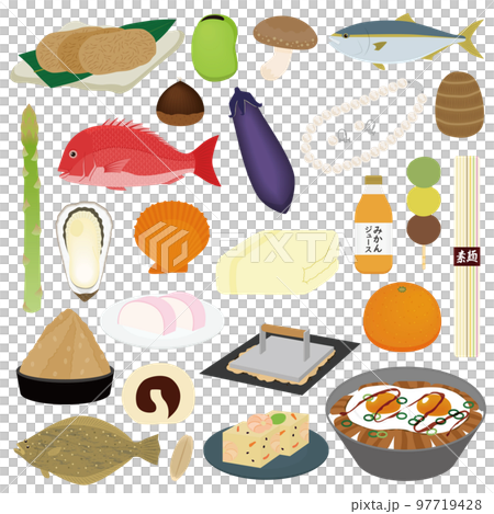 愛媛県の特産品のイラストセット 97719428