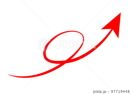 クルッと一回転した矢印 97719448