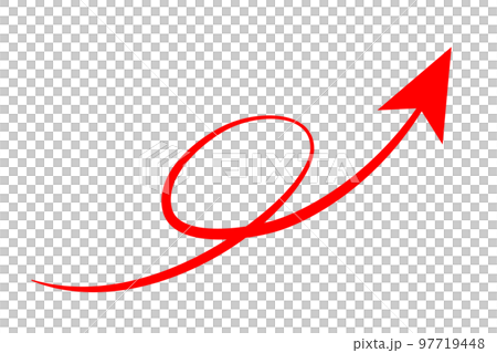 クルッと一回転した矢印 97719448