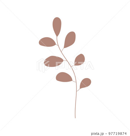 Herb icon vector hand drawn, tree branch. Simple leaves plant icon. Botanical doodle drawing. Botanical illustration for print, wedding card, invitation card, floral poster, sticker logo vector 97719874