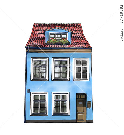 Small House classic style Hand drawn watercolor Illustration 97719992