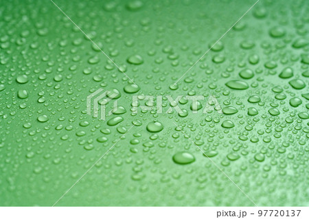 Water drops macro on a green background. 97720137