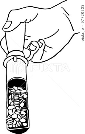Coffee beans on sample spoon Coffee roasting process industry Hand drawn line art illustration vector 97720205