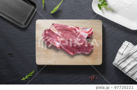 Beef garter on a flat lay of a kitchen with various items 97720221