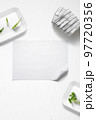 Flat lay of a kitchen with a butcher paper 97720356