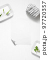 Flat lay of a kitchen with a butcher paper 97720357