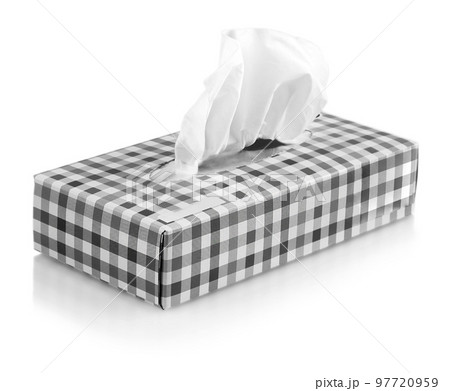 colored box with paper napkins on white background 97720959