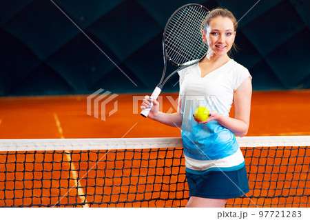 Portrait of a woman professional tennis player 97721283