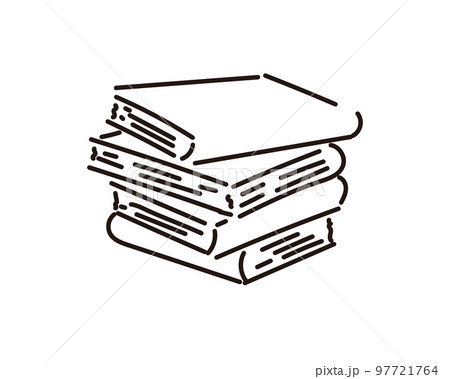 積読　積まれた本　積ん読　イラスト 97721764