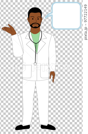 提供建議的年輕黑人男性醫生，獸醫，白人背景 97722149
