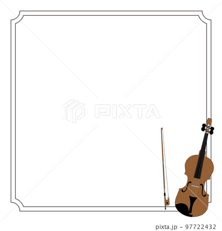 シンプルでリアルなバイオリンのイラストフレーム素材 97722432