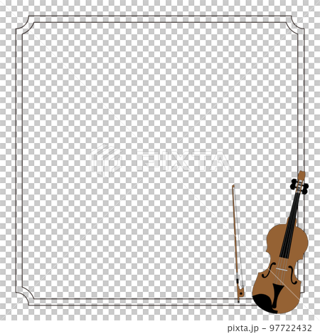 シンプルでリアルなバイオリンのイラストフレーム素材 97722432