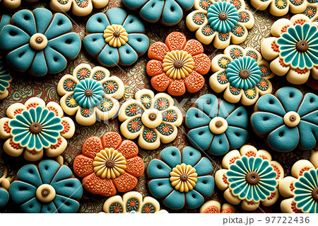 Lined with beautiful three-dimensional plasticine flower panels for decor and hobbies 97722436