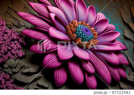 Beautiful naturalistic plasticine flower with fluffy middle and petals 97722481