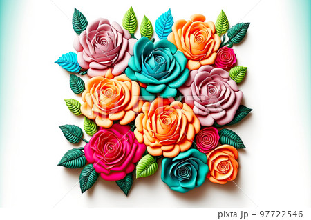 Bright attractive composition of plasticine flower isolated on white 97722546