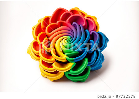 Bright plasticine flower rainbow colors isolated on white background 97722578