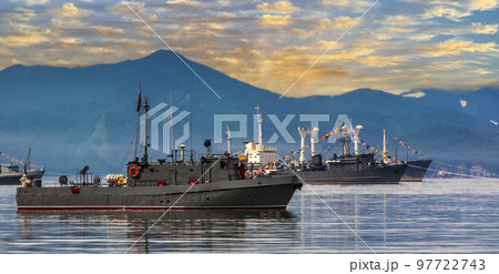 Warships in the maritime parade 97722743