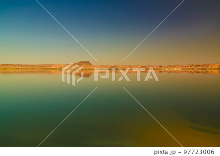 Panoramic view to Teli lake group of Ounianga Serir lakes at the Ennedi, Chad Panoramic view to Teli lake group of Ounianga Serir lakes at the Ennedi, Chad 97723006