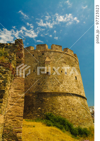 View to ancient wall and Trigoniu tower in Thessaloniki, Greece 97723023