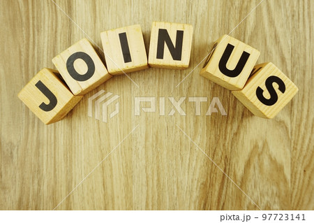join us alphabet top view on wooden background join us alphabet top view on wooden background 97723141