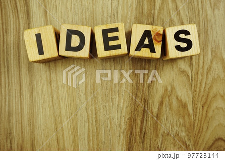 top view ideas letters alphabet wooden cubes on wooden background 97723144