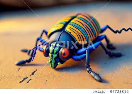 Children's toy in form of plasticine beetle with yellow back Children's toy in form of plasticine beetle with yellow back 97723316
