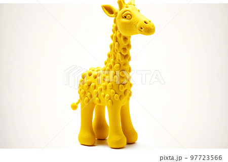 Yellow plasticine giraffe with pimples isolated on white background Yellow plasticine giraffe with pimples isolated on white background 97723566