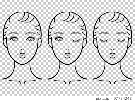 一位女士的臉部插圖，用於解釋美容院的治療 97724248