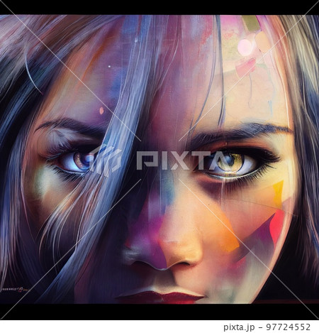 fantasy woman warrior close up portrait illustration generative ai 97724552
