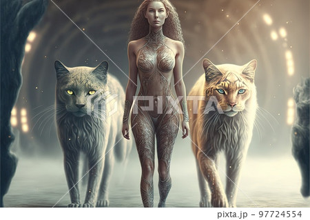 human if humans evolved from cats illustration generative ai 97724554