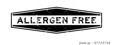 Grunge black allergen free word hexagon rubber seal stamp on white background 97724738