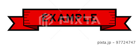 Vintage red color ribbon banner with word example on white background 97724747