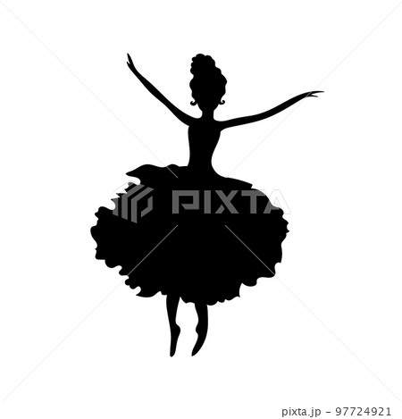 Ballerina silhouette on white background. Female dancer figure. Vector illustration. Ballerina silhouette on white background. Female dancer figure. Vector illustration. 97724921