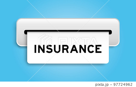 White coupon banner with word insurance from machine on blue color background White coupon banner with word insurance from machine on blue color background 97724962