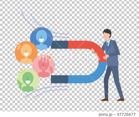 磁石で人々を引き寄せるイメージイラスト 97726677