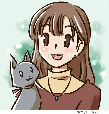 猫さんと女性 97726867