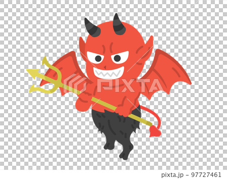 Illustration of a devil with a three-pronged spear Illustration of a devil with a three-pronged spear 97727461