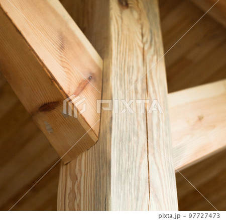 Wooden post with struts. Wooden post with struts. 97727473