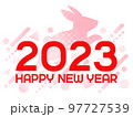 HAPPY NEW YEAR 2023の文字と走るウサギのシルエット 97727539